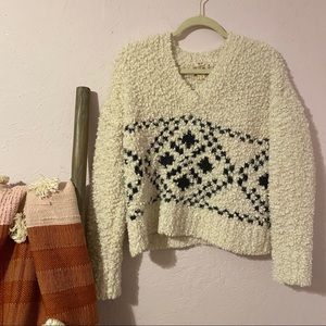 Tribal print fuzzy sweater